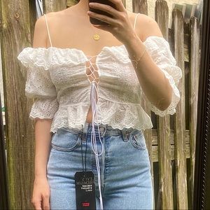 White Lace Off the Shoulder Blouse